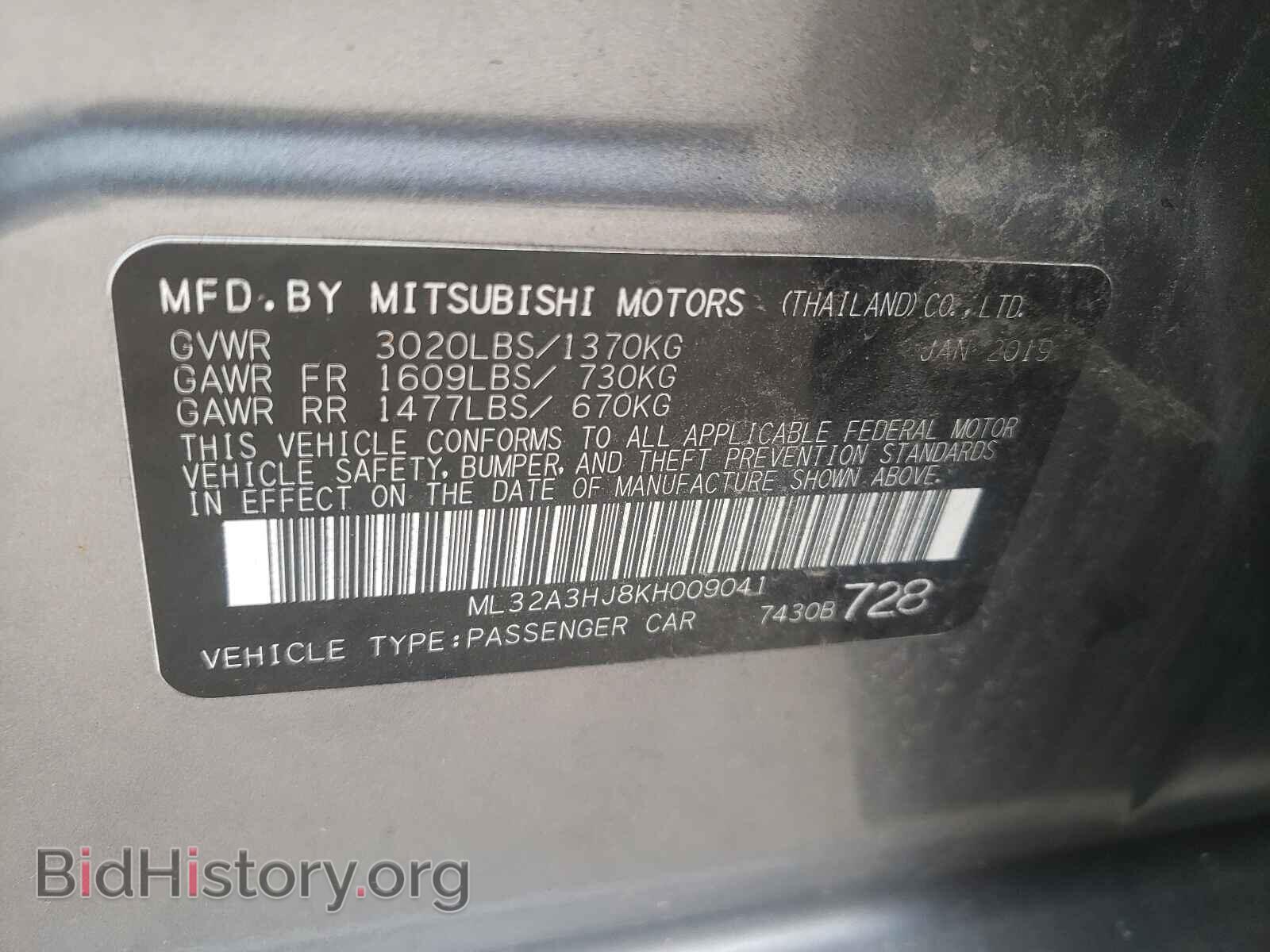 2019 MITSUBISHI MIRAGE - VIN: ML32A3HJ8KH009041 - Фото 10
