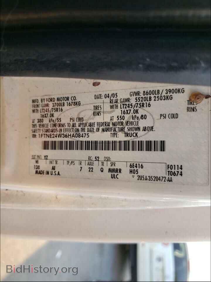 2006 FORD ECONOLINE - VIN: 1FTNE24W36HA08475 - Фото 10
