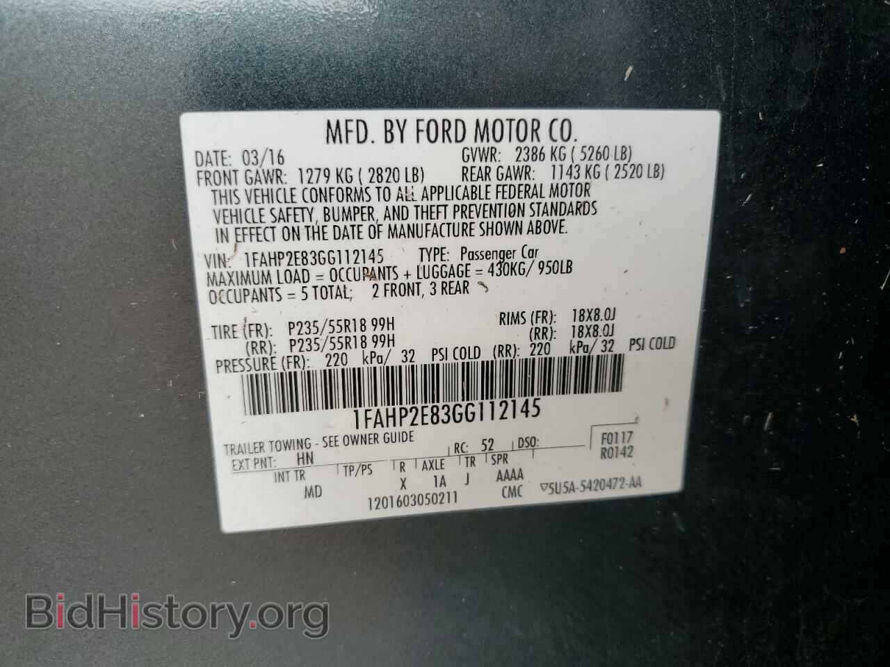 2016 FORD TAURUS - VIN: 1FAHP2E83GG112145 - Photo 12