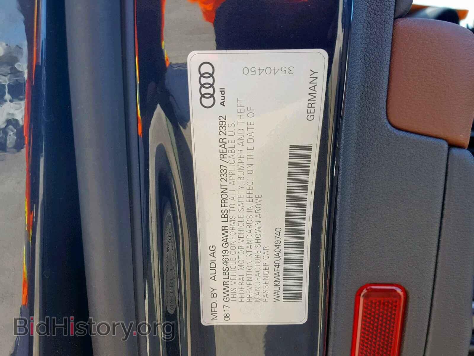 2018 AUDI A4 - VIN: WAUKMAF40JA049740 - Фото 10