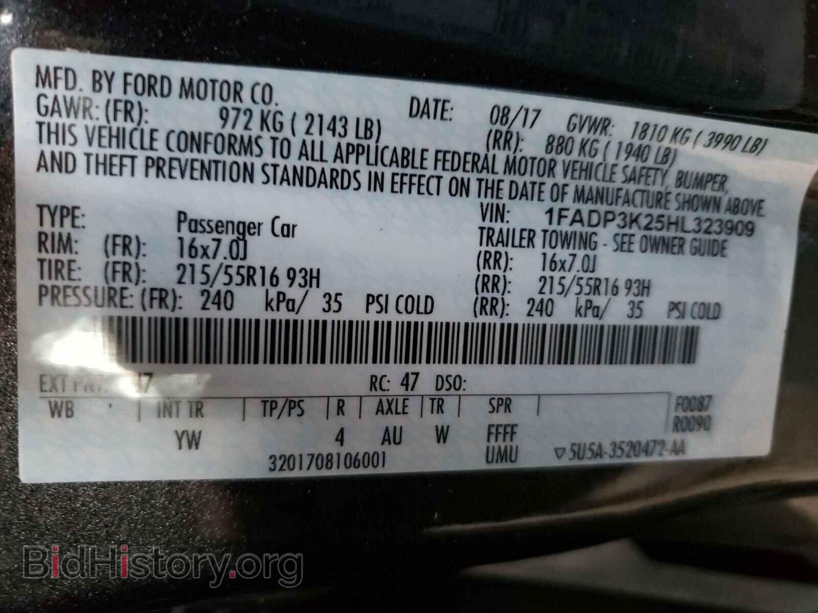 2017 FORD FOCUS - VIN: 1FADP3K25HL323909 - Фото 10