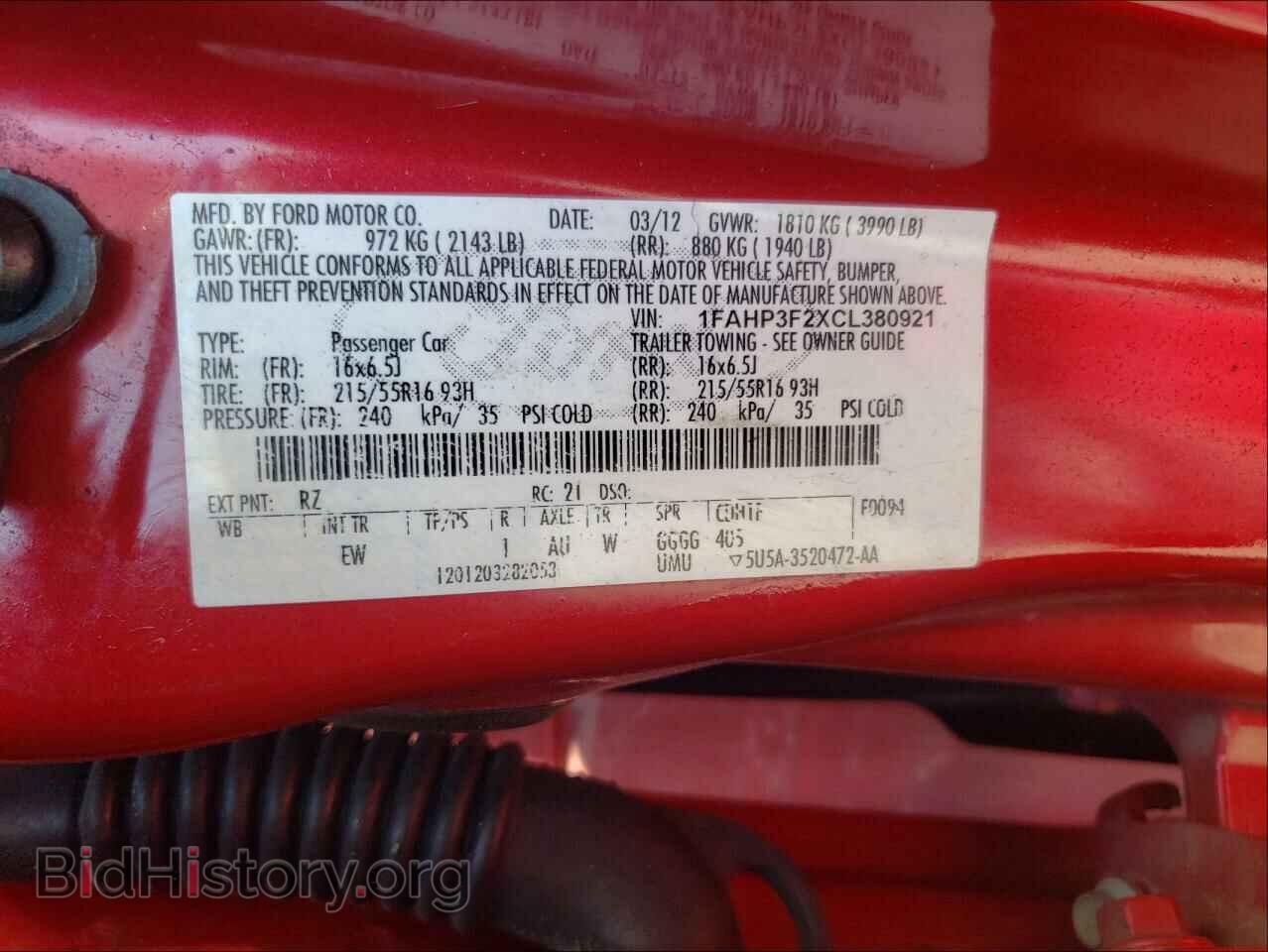 2012 FORD FOCUS - VIN: 1FAHP3F2XCL380921 - Фото 10