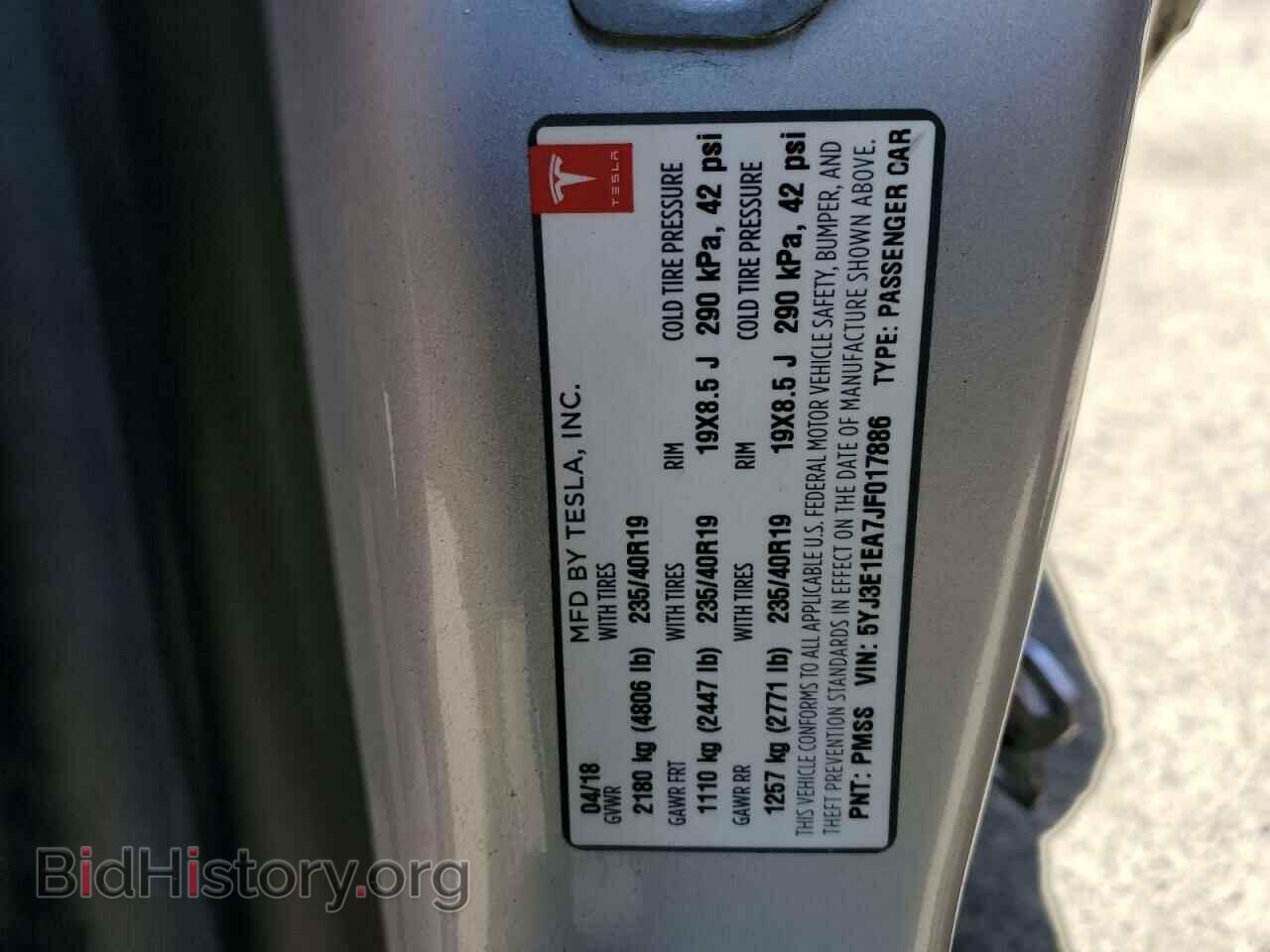 2018 TESLA MODEL 3 - VIN: 5YJ3E1EA7JF017886 - Фото 12