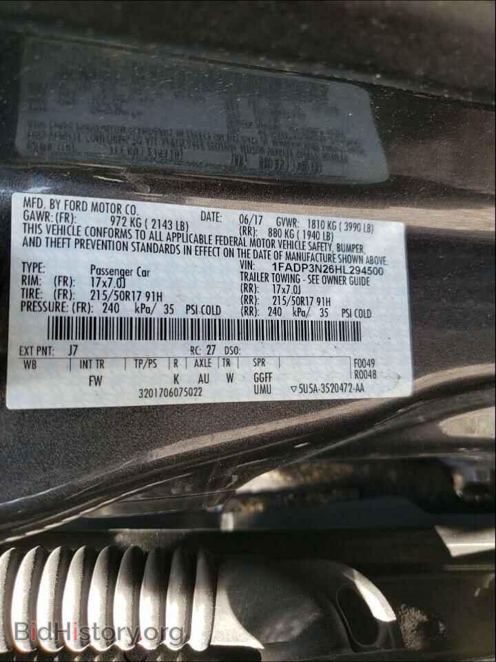 2017 FORD FOCUS - VIN: 1FADP3N26HL294500 - Фото 10