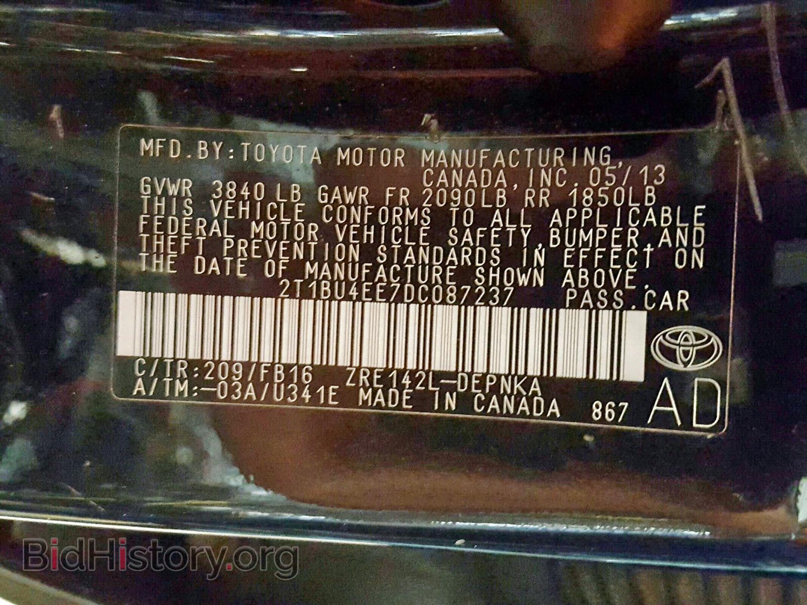 2013 TOYOTA COROLLA - VIN: 2T1BU4EE7DC087237 - Фото 10