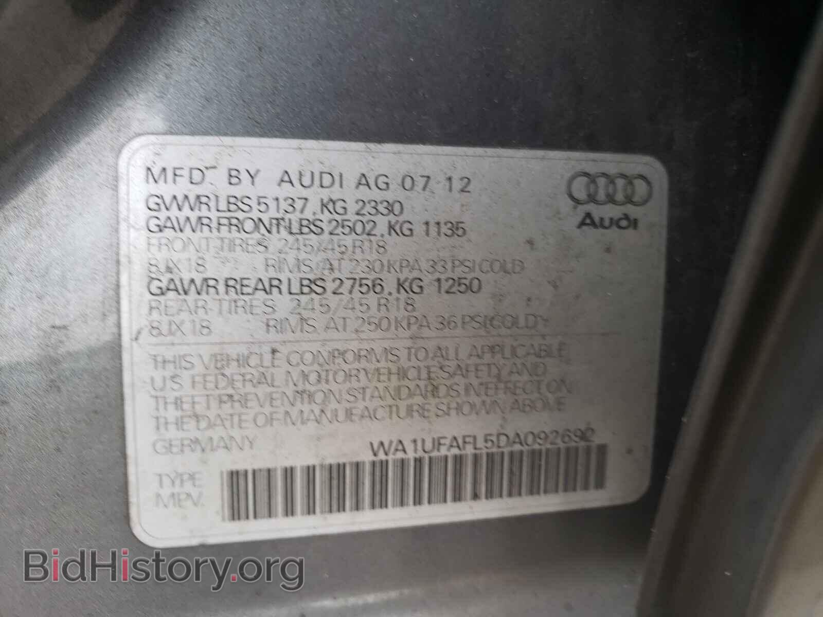 2013 AUDI A4 - VIN: WA1UFAFL5DA092692 - Фото 10