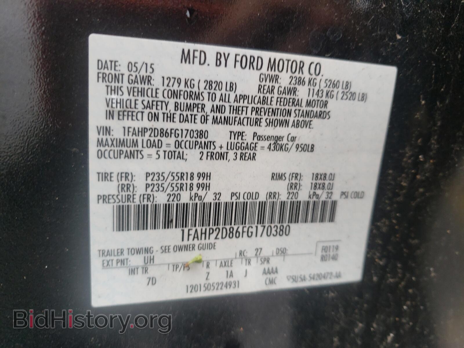 2015 FORD TAURUS - VIN: 1FAHP2D86FG170380 - Photo 10