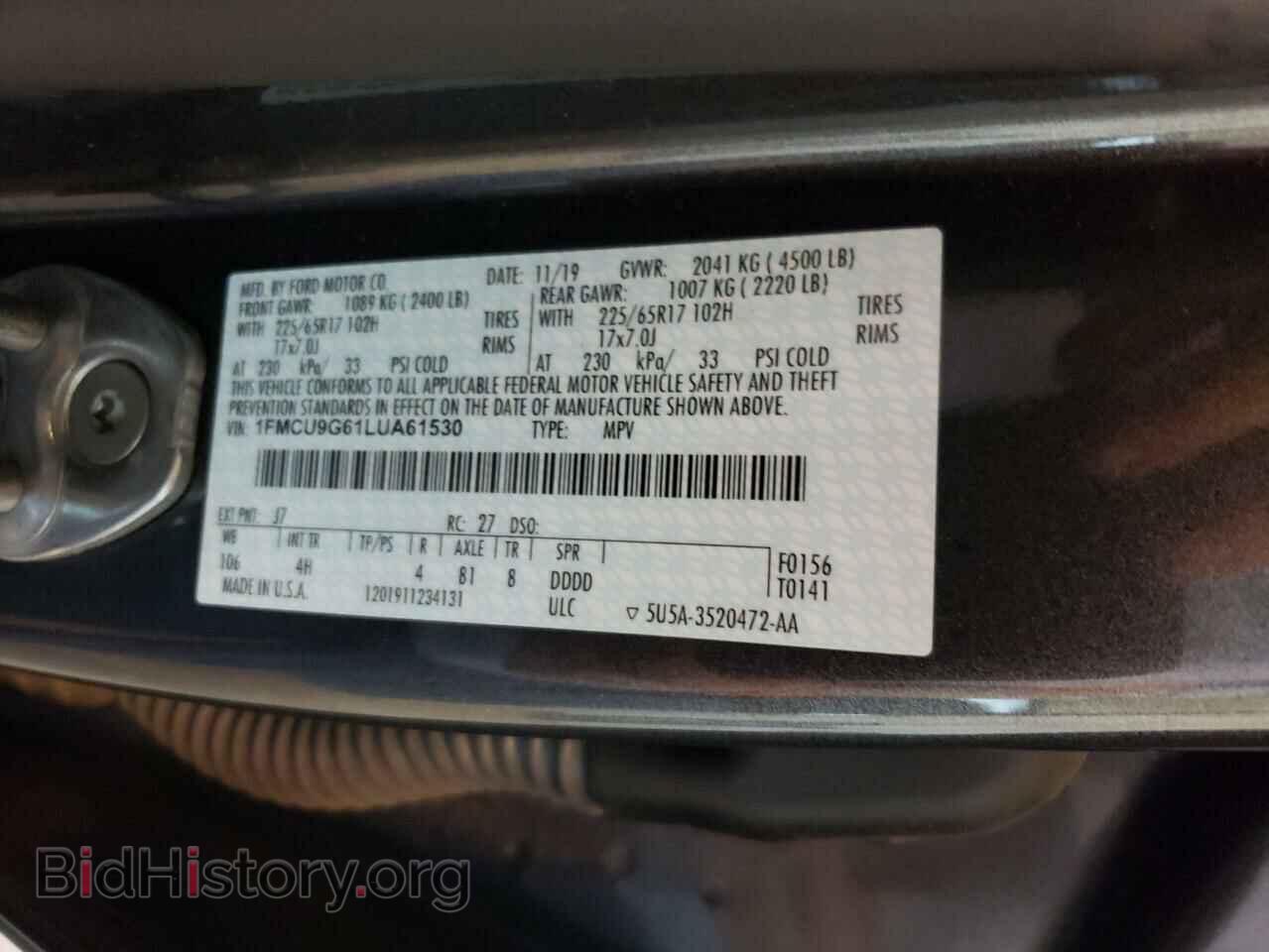 2020 FORD ESCAPE - VIN: 1FMCU9G61LUA61530 - Photo 14