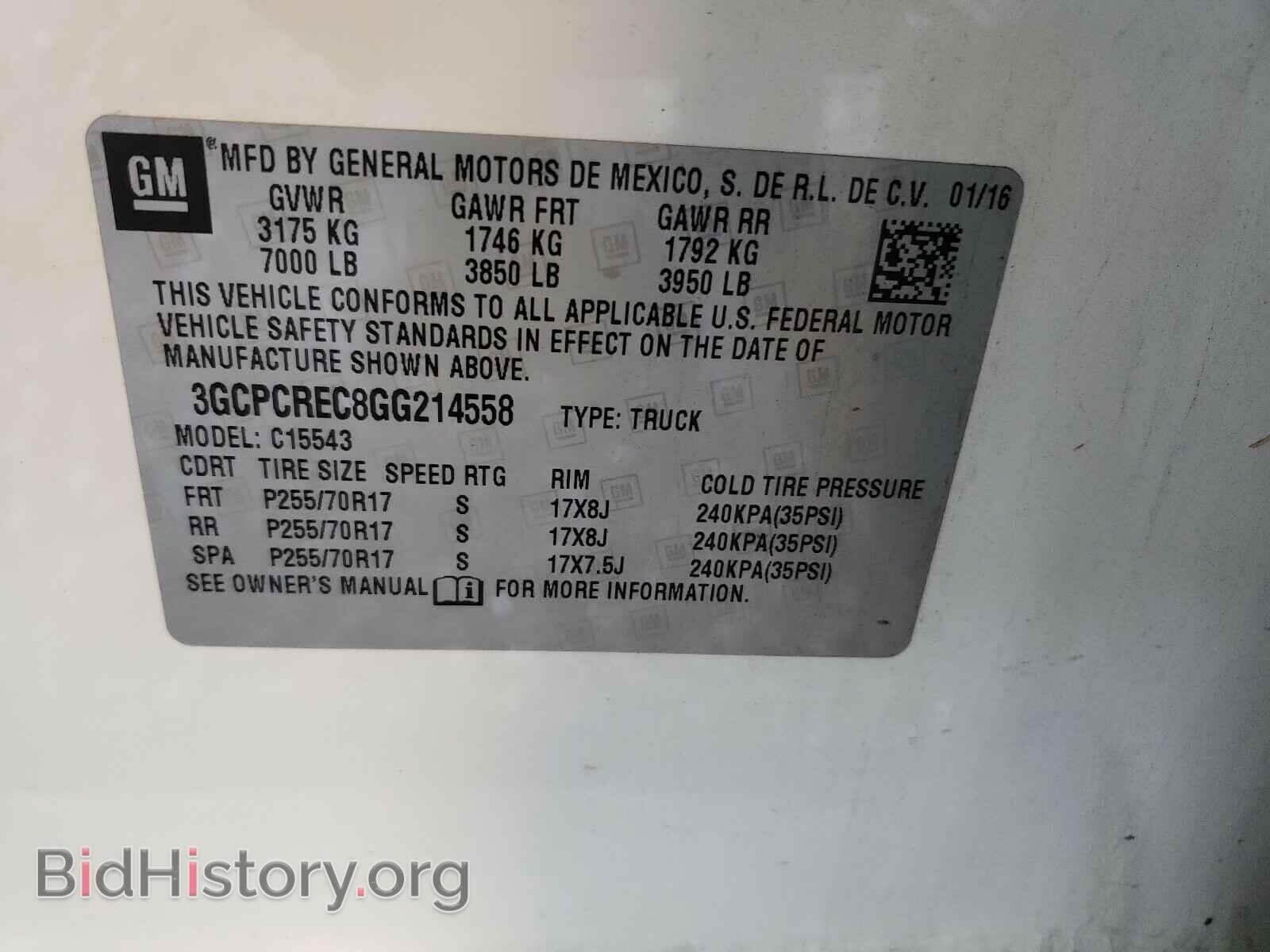 2016 CHEVROLET SILVERADO - VIN: 3GCPCREC8GG214558 - Фото 10
