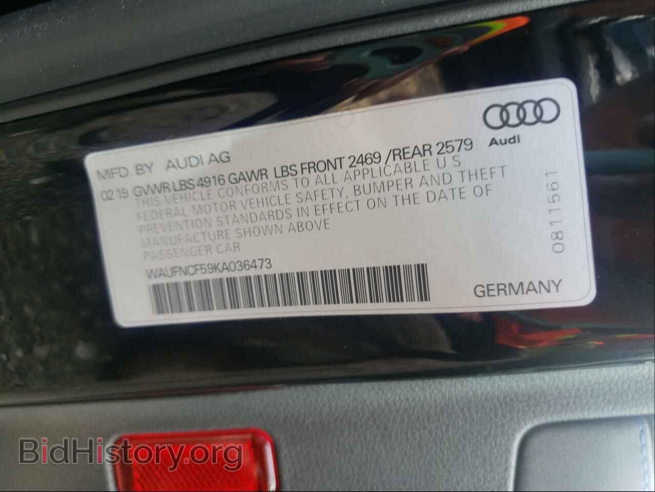 2019 AUDI A5 - VIN: WAUFNCF59KA036473 - Фото 10