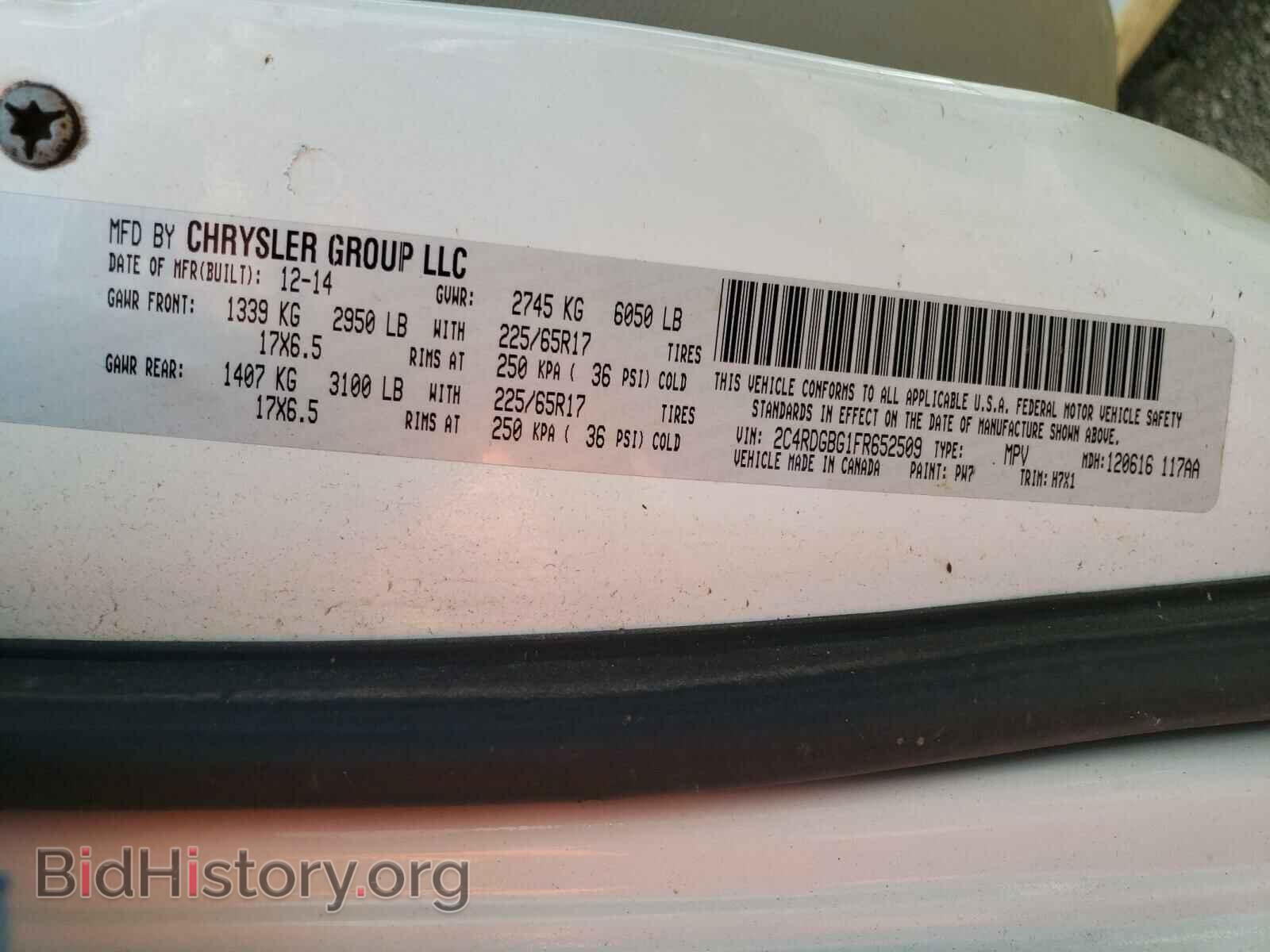 2015 DODGE GRAND CARA - VIN: 2C4RDGBG1FR652509 - Фото 10