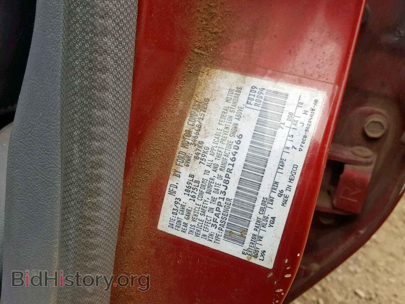1993 FORD ESCORT - VIN: 3FAPP13J8PR164066 - Фото 10