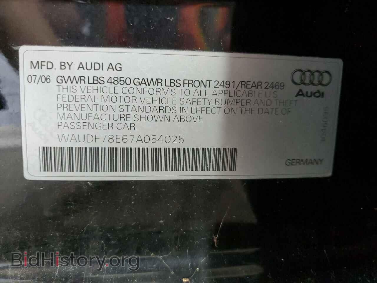 2007 AUDI A4 - VIN: WAUDF78E67A054025 - Фото 13