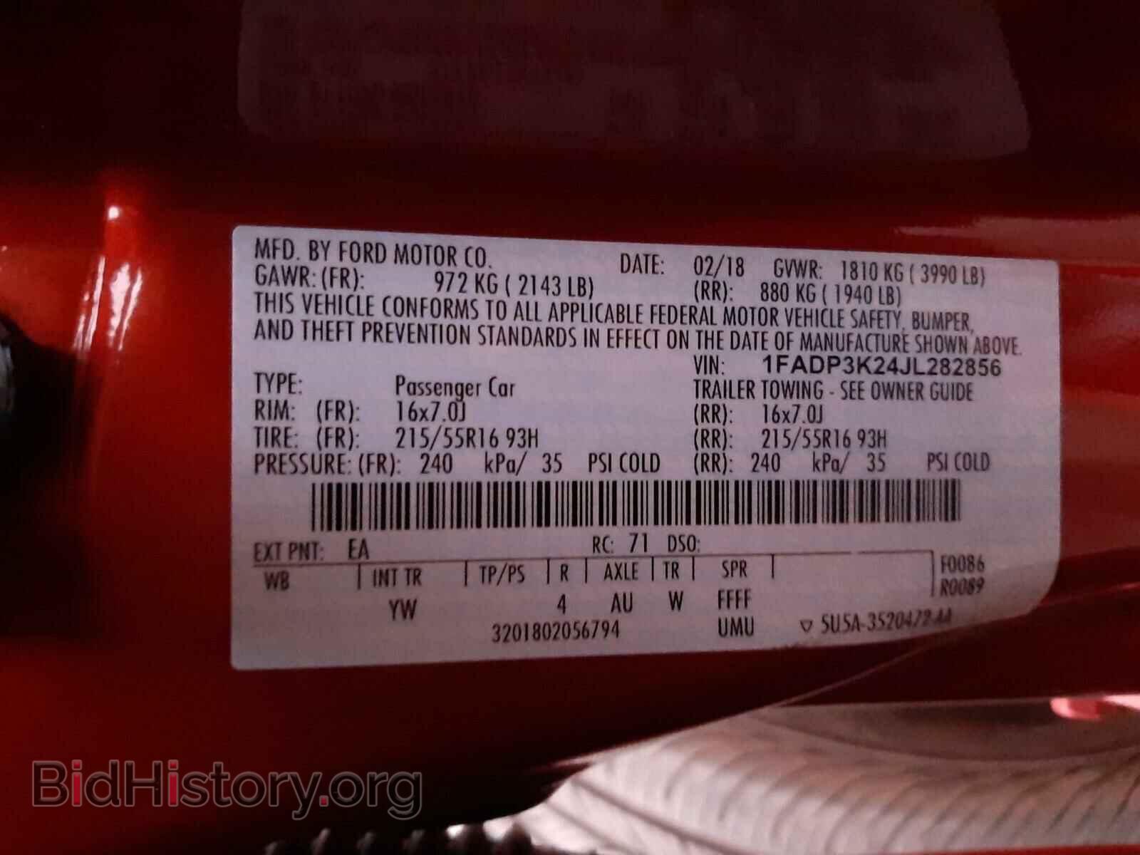 2018 FORD FOCUS - VIN: 1FADP3K24JL282856 - Фото 10