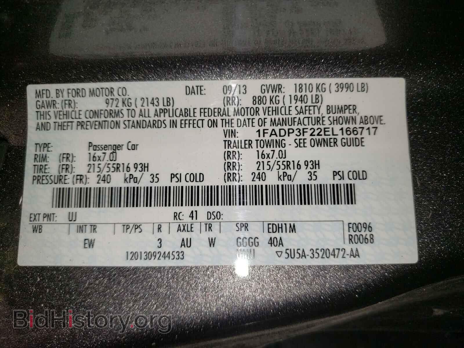 2014 FORD FOCUS - VIN: 1FADP3F22EL166717 - Фото 10