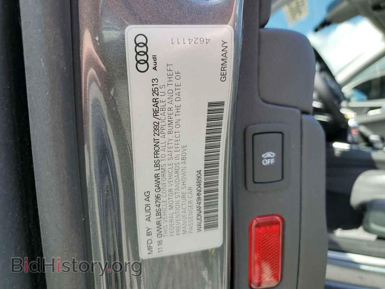 2017 AUDI A4 - VIN: WAUDNAF49HN048904 - Фото 12