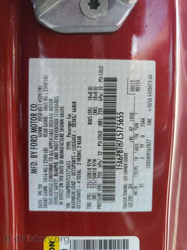 2020 FORD ALL Models - VIN: 1FA6P8TH7L5175655 - Фото 12