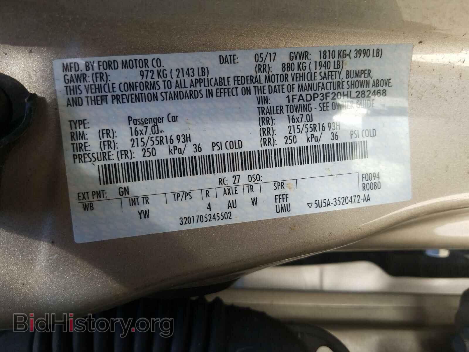 2017 FORD FOCUS - VIN: 1FADP3F20HL282468 - Фото 10