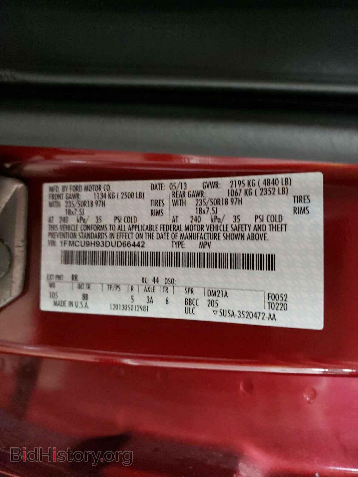 2013 FORD ESCAPE - VIN: 1FMCU9H93DUD66442 - Фото 10