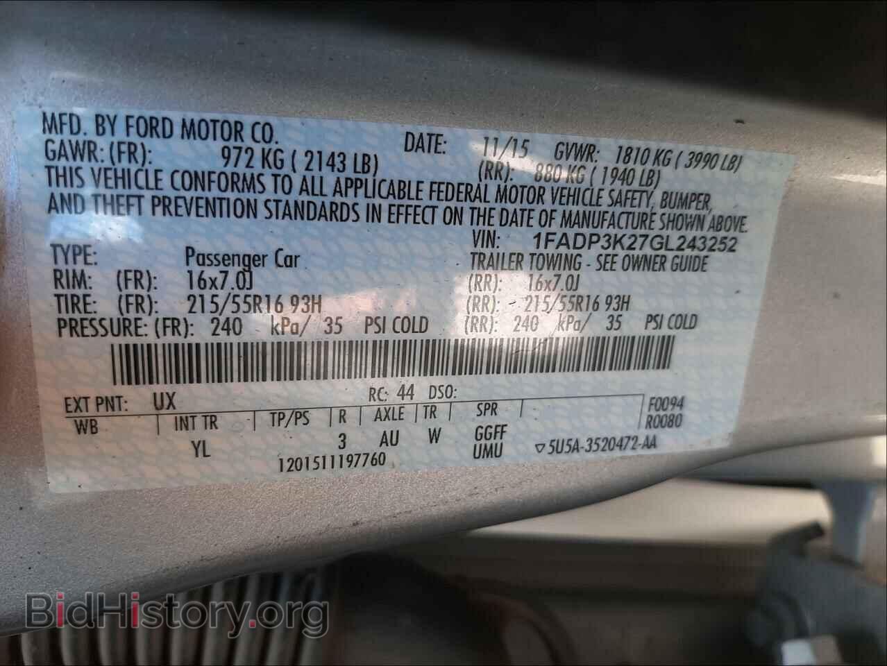 2016 FORD FOCUS - VIN: 1FADP3K27GL243252 - Photo 10