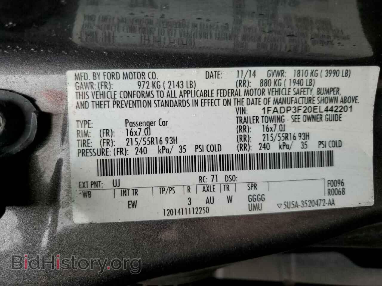 2014 FORD FOCUS - VIN: 1FADP3F20EL442201 - Фото 10