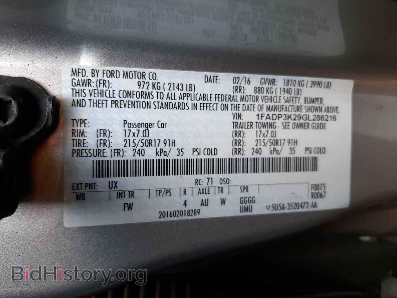 2016 FORD FOCUS - VIN: 1FADP3K29GL286216 - Фото 10