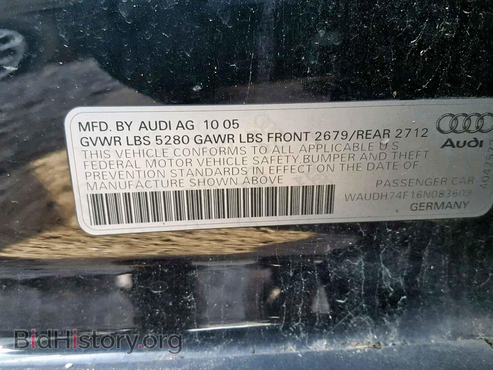 2006 AUDI A6 - VIN: WAUDH74F16N083609 - Фото 10