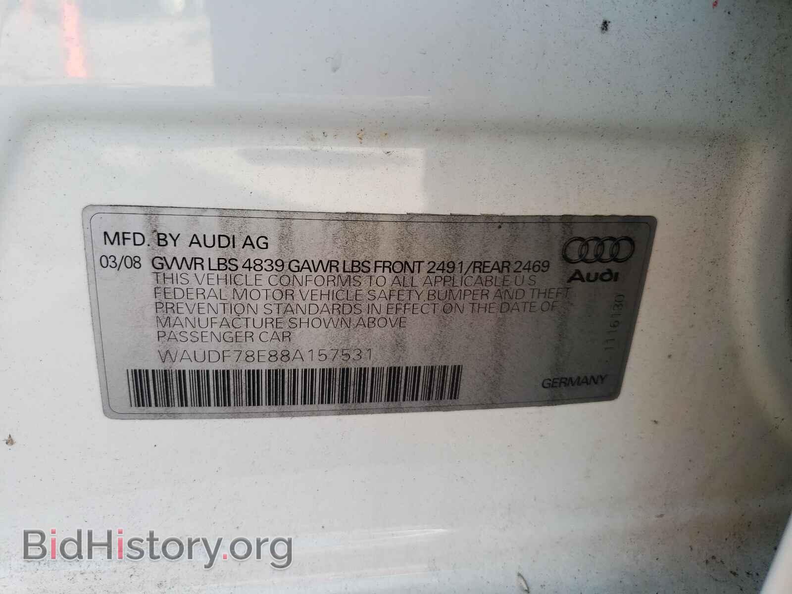 2008 AUDI A4 - VIN: WAUDF78E88A157531 - Фото 10