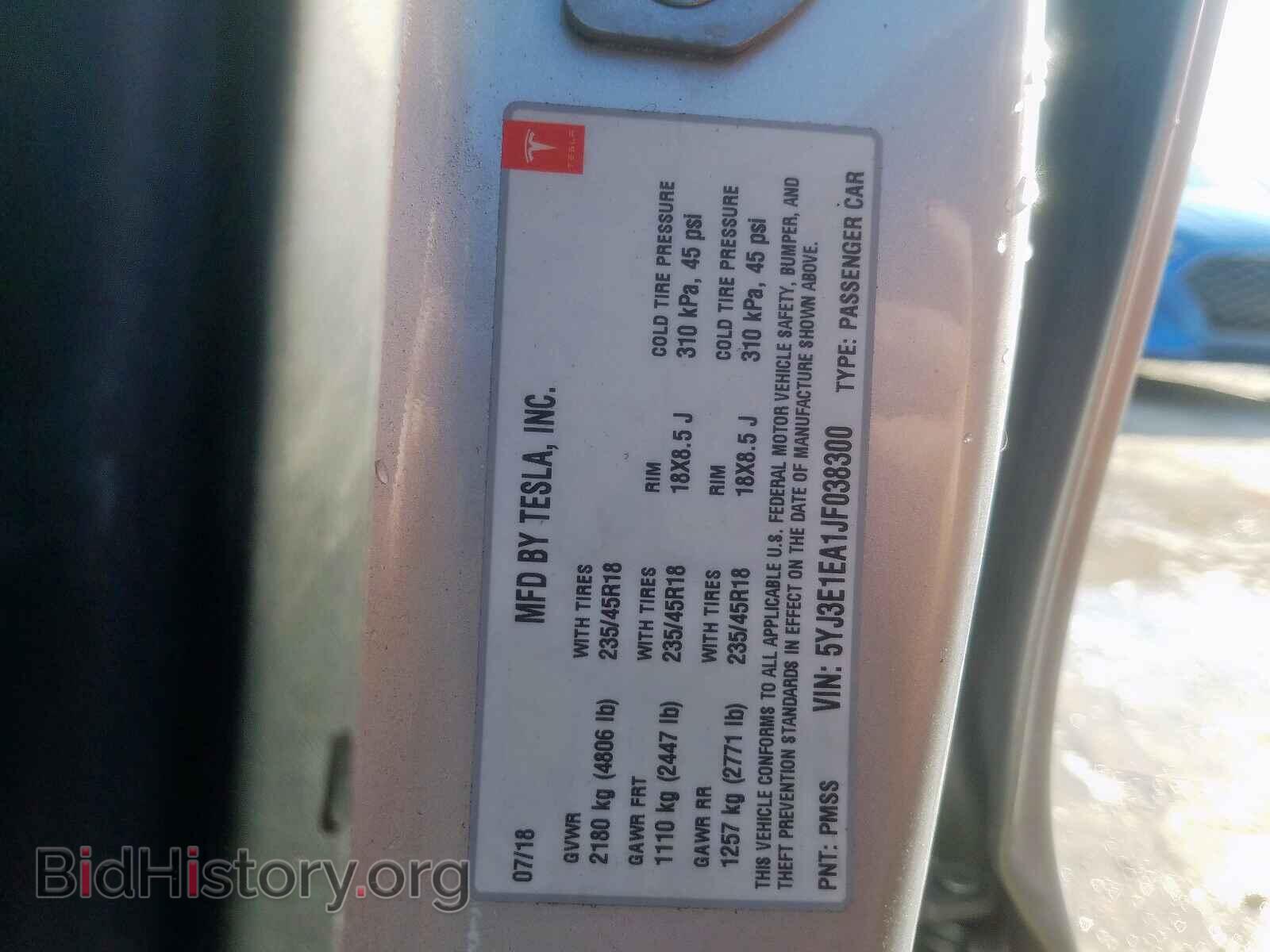 2018 TESLA MODEL 3 - VIN: 5YJ3E1EA1JF038300 - Photo 10