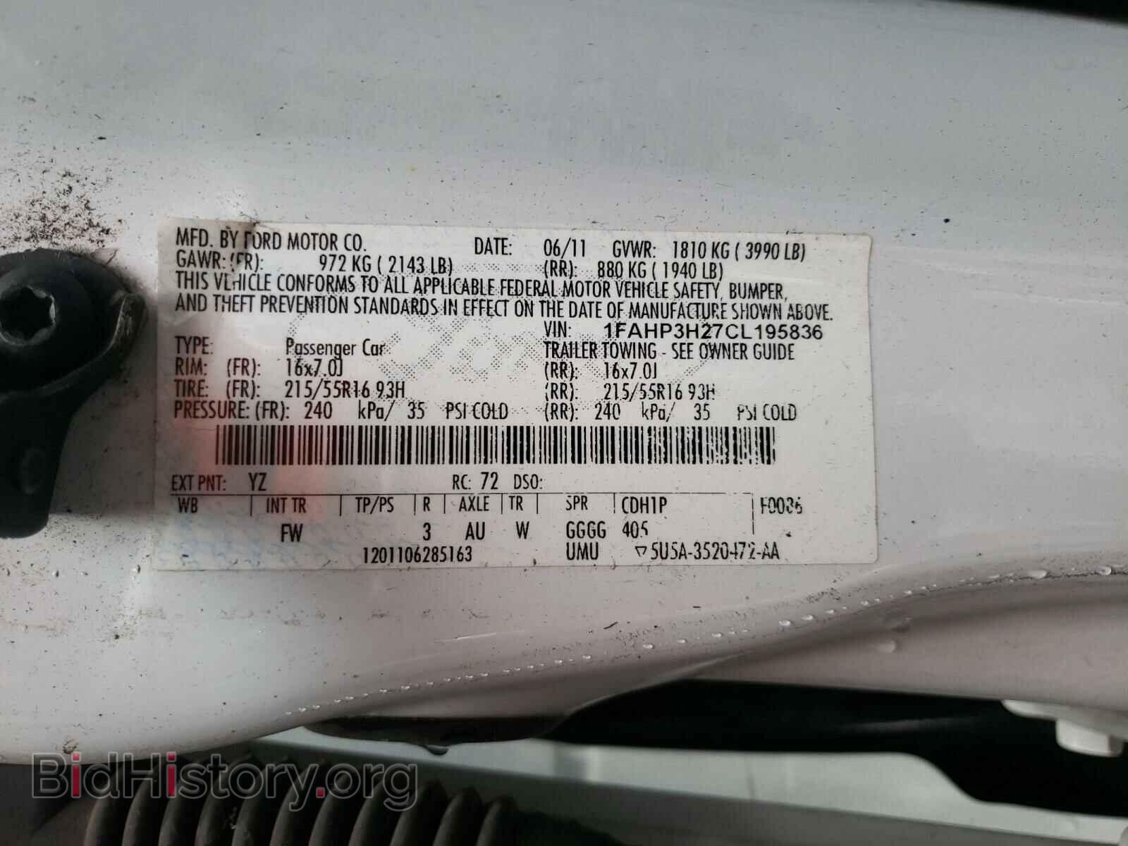 2012 FORD FOCUS - VIN: 1FAHP3H27CL195836 - Фото 10