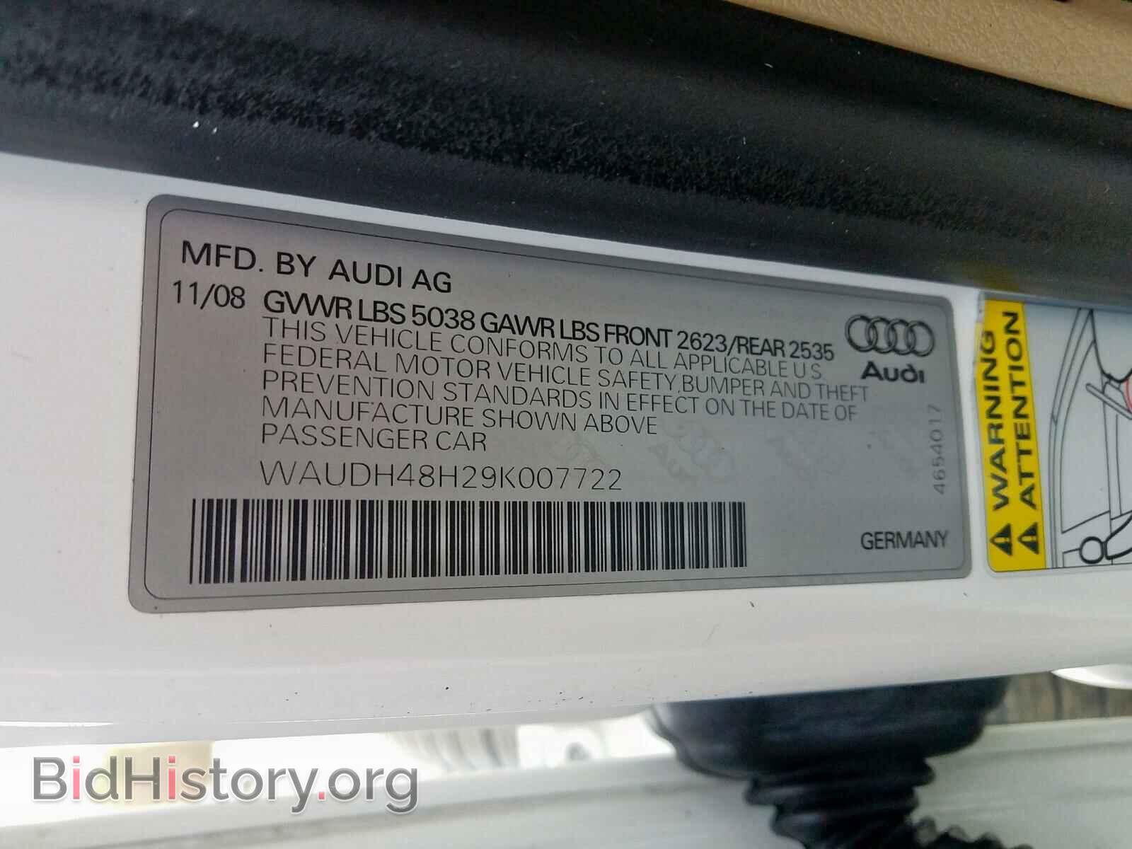 2009 AUDI A4 - VIN: WAUDH48H29K007722 - Photo 10