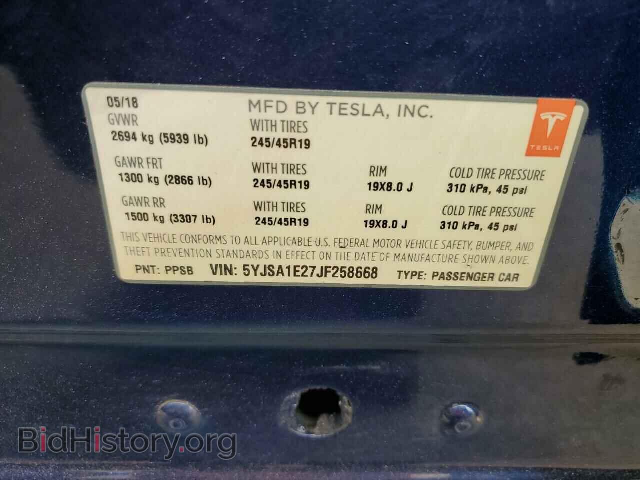 2018 TESLA MODEL S - VIN: 5YJSA1E27JF258668 - Photo 14