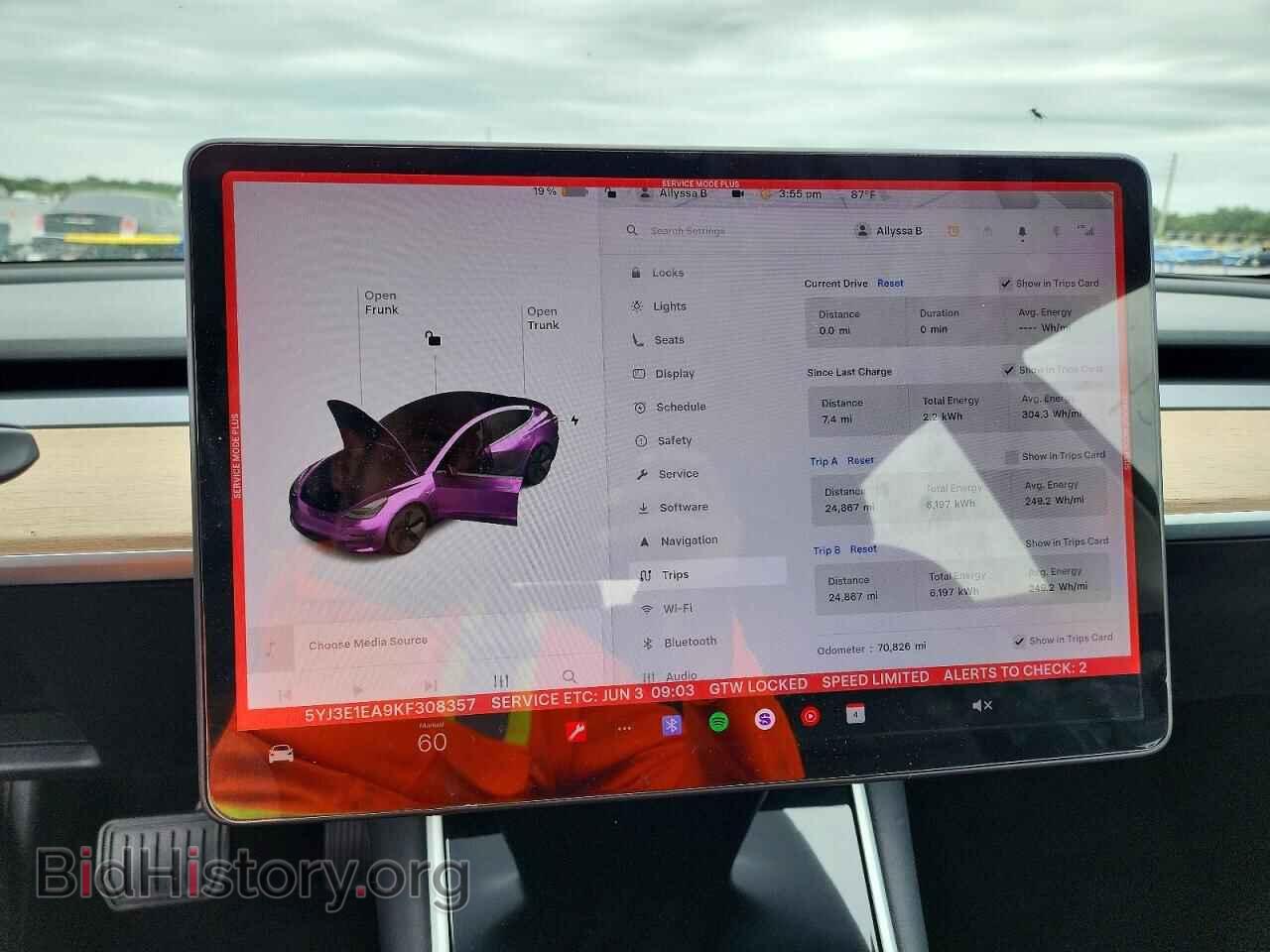2019 TESLA MODEL 3 - VIN: 5YJ3E1EA9KF308357 - Фото 9