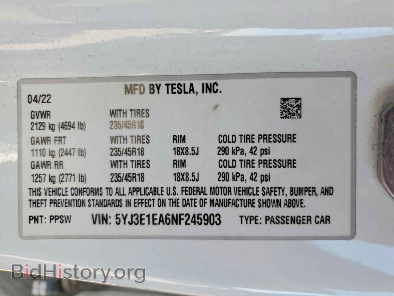 2022 TESLA MODEL 3 - VIN: 5YJ3E1EA6NF245903 - Фото 12