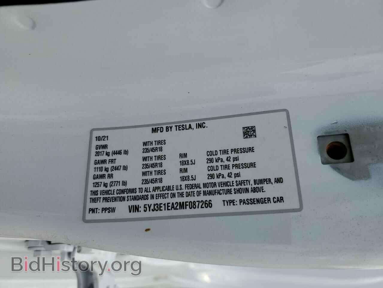 2021 TESLA MODEL 3 - VIN: 5YJ3E1EA2MF087266 - Фото 10
