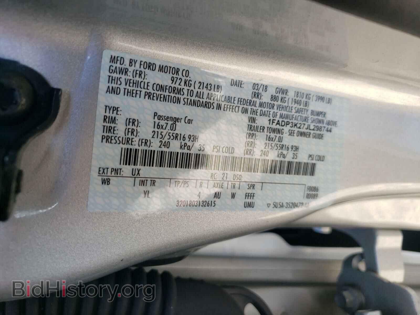 2018 FORD FOCUS - VIN: 1FADP3K27JL298744 - Фото 10