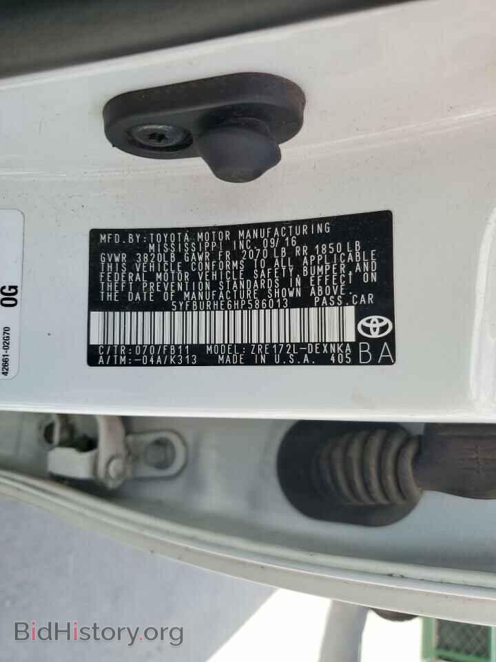 2017 TOYOTA COROLLA - VIN: 5YFBURHE6HP586013 - Фото 12