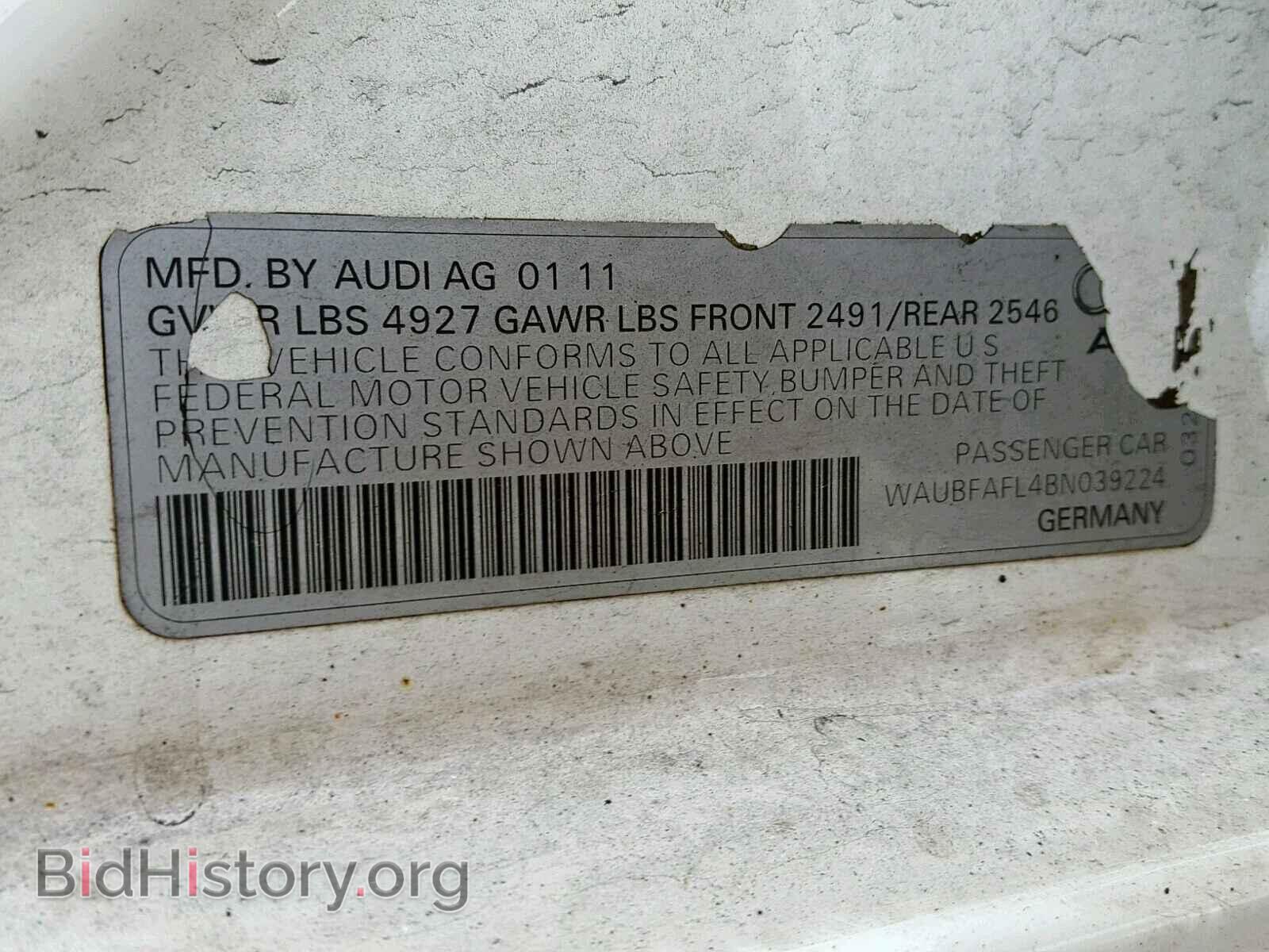 2011 AUDI A4 - VIN: WAUBFAFL4BN039224 - Фото 10