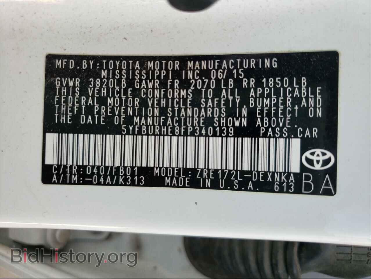 2015 TOYOTA COROLLA - VIN: 5YFBURHE8FP340139 - Фото 10