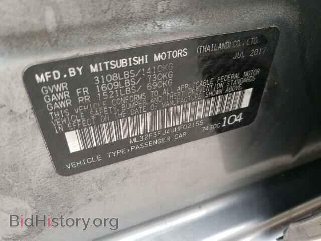 2018 MITSUBISHI MIRAGE - VIN: ML32F3FJ4JHF02155 - Фото 10