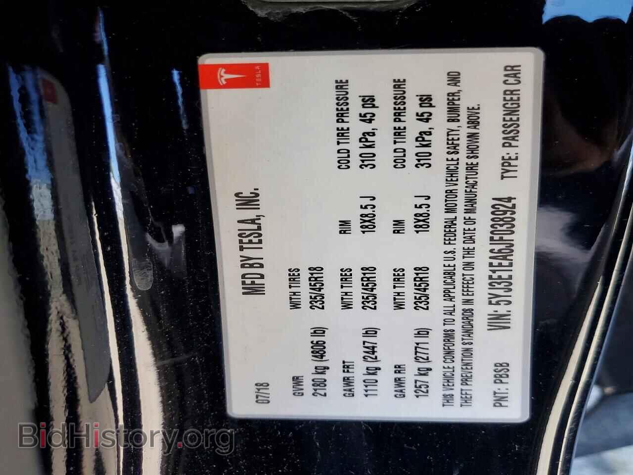 2018 TESLA MODEL 3 - VIN: 5YJ3E1EA6JF038924 - Фото 12