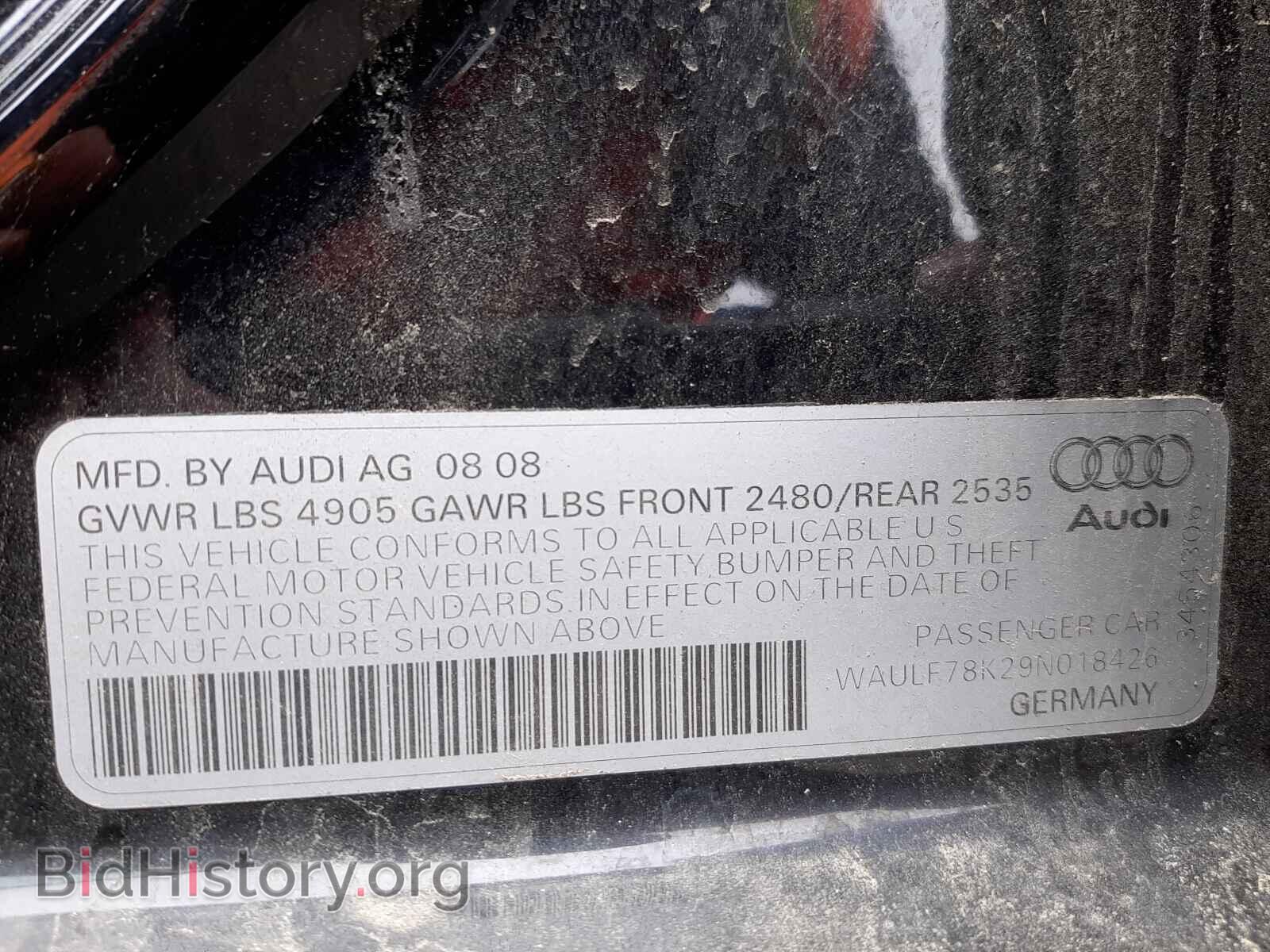 2009 AUDI A4 - VIN: WAULF78K29N018426 - Фото 10