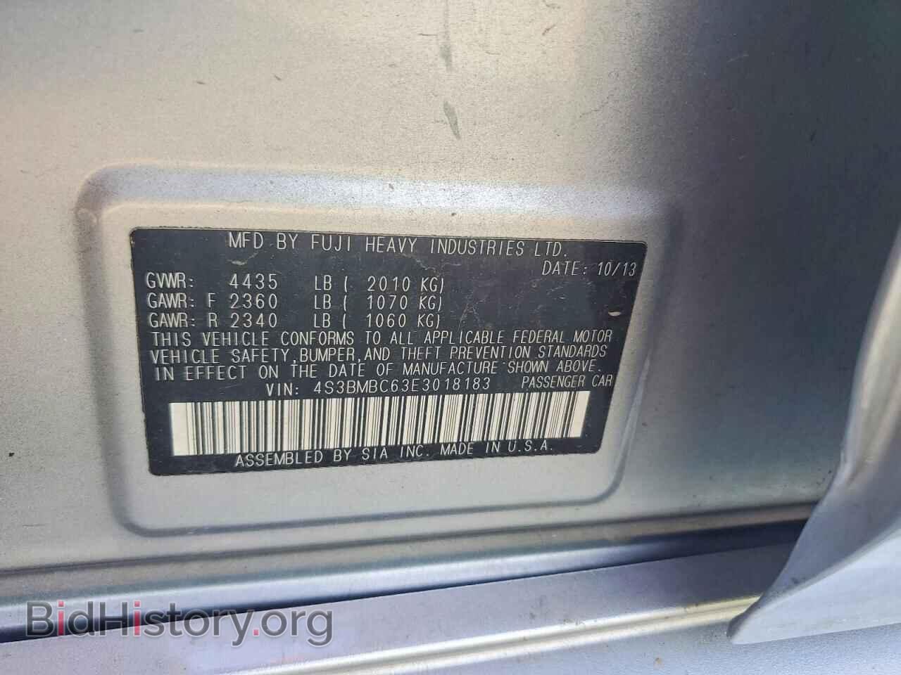 2014 SUBARU LEGACY - VIN: 4S3BMBC63E3018183 - Фото 12