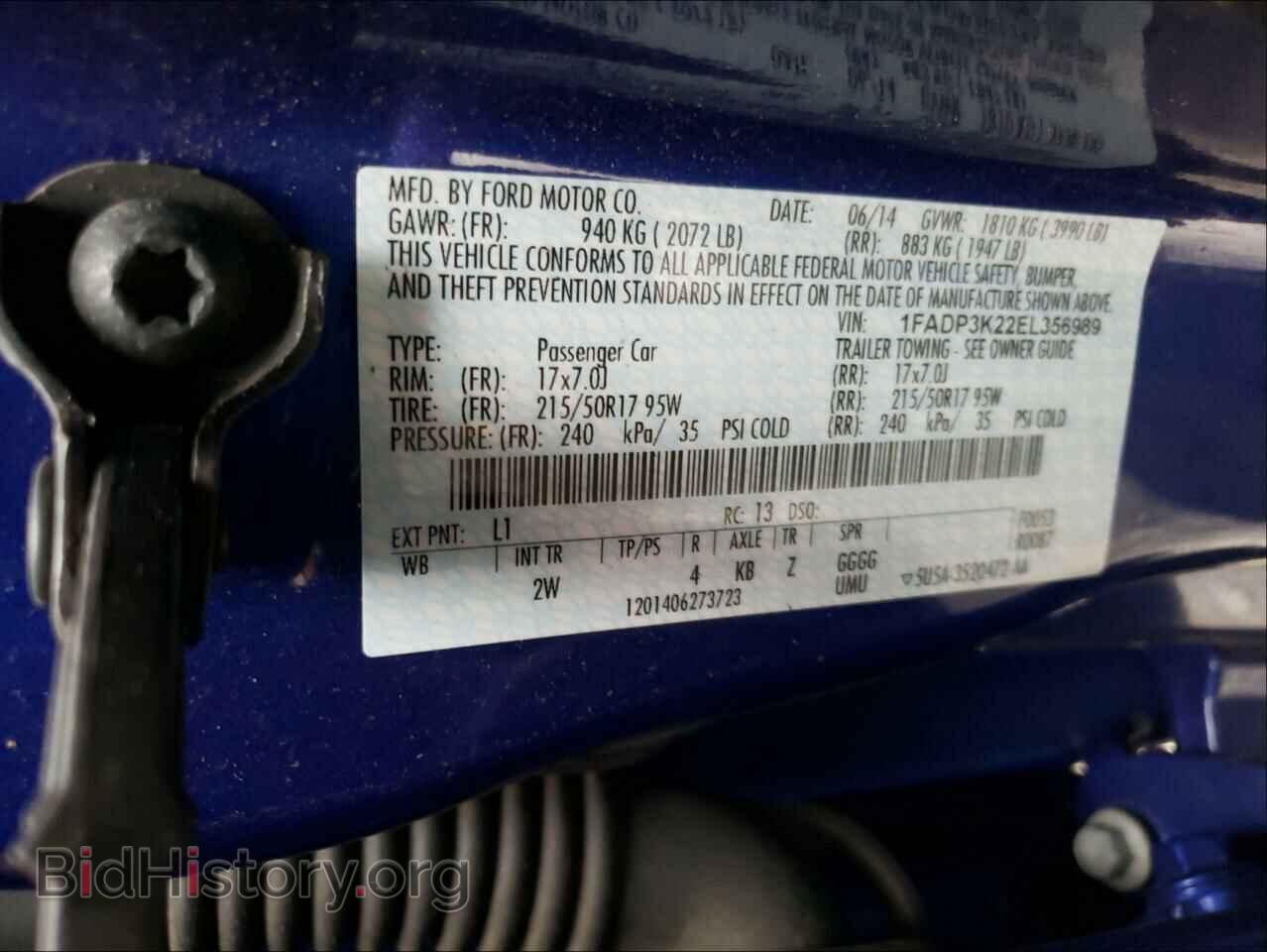 2014 FORD FOCUS - VIN: 1FADP3K22EL356989 - Фото 10