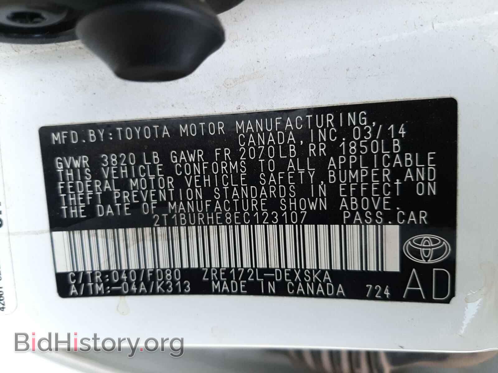 2014 TOYOTA COROLLA - VIN: 2T1BURHE8EC123107 - Photo 10