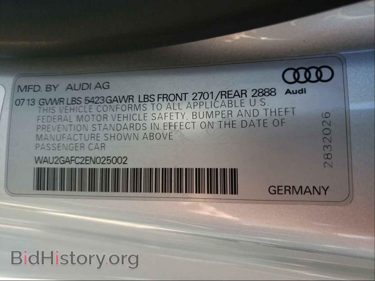 2014 AUDI A7 - VIN: WAU2GAFC2EN025002 - Фото 10
