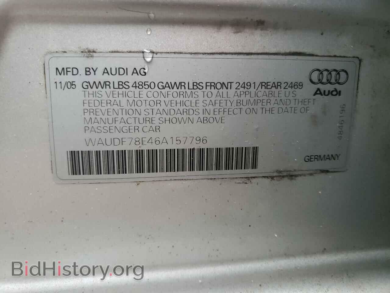 2006 AUDI A4 - VIN: WAUDF78E46A157796 - Фото 10