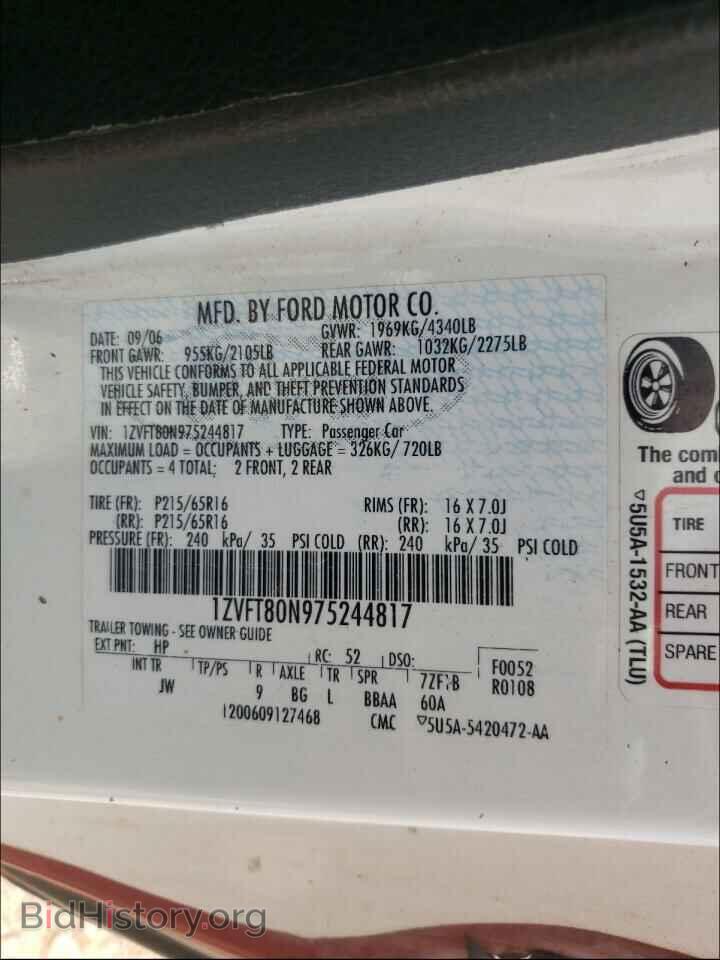 2007 FORD MUSTANG - VIN: 1ZVFT80N975244817 - Фото 10