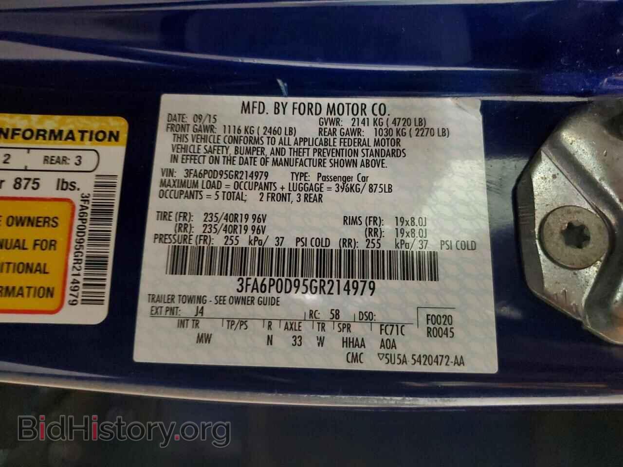 2016 FORD FUSION - VIN: 3FA6P0D95GR214979 - Фото 12