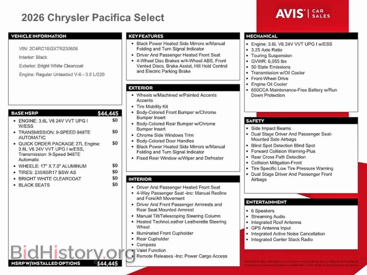 2026 CHRYSLER PACIFICA - VIN: 2C4RC1BGXTR230606 - Фото 13